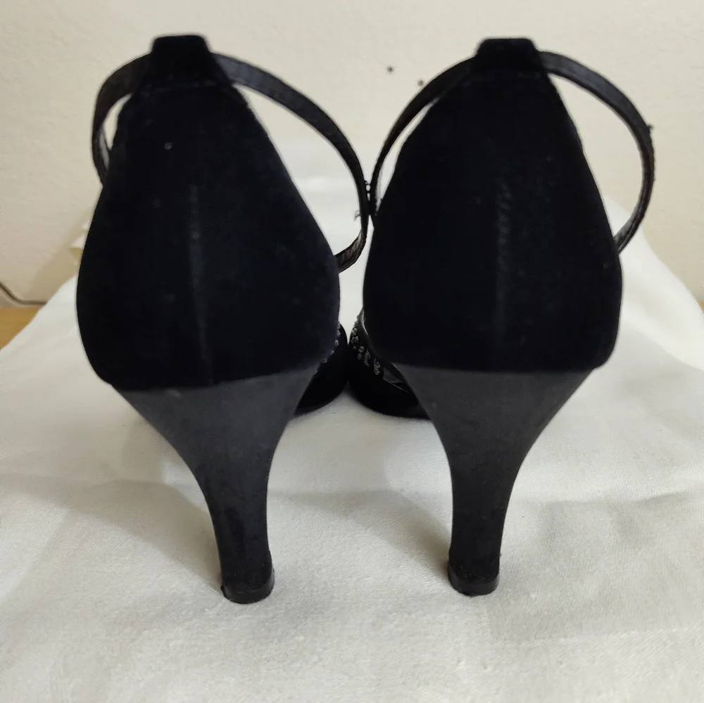 Predictions Black Studded Velvet Fabric Feel Dressy 3